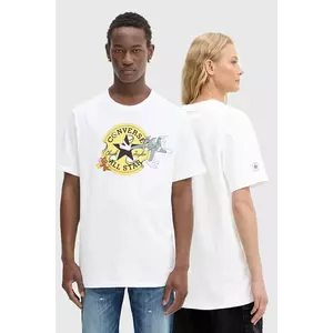 Converse tricou din bumbac Converse x Tom & Jerry culoarea alb, cu imprimeu, 10028754-A01 imagine