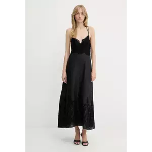 Ermanno Scervino rochie din amestec de in culoarea negru, maxi, drept, D464Q606NZB imagine