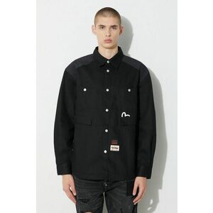 Evisu geacă din denim Seagull and Slogan Print bărbați, culoarea negru, de tranziție, 2EAHTM3SJ8004LFCT imagine