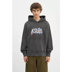 KSUBI hanorac de bumbac Graff Rose Kash Hoodie barbati, culoarea gri, cu glugă, cu imprimeu, MPF24FL010 imagine