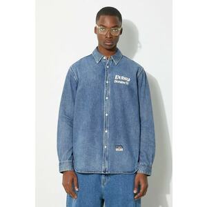 Evisu camasa jeans Brush Daicock Printed barbati, cu guler clasic, relaxed, 2ESHTM4DL1015 imagine
