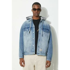 Evisu geacă din denim Seagull & Evisu Embossed bărbați, de tranziție, oversized, 2ESHTM4DJ8080 imagine