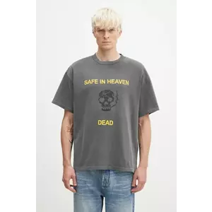 KSUBI tricou din bumbac Dead Ekcess barbati, culoarea gri, cu imprimeu, MFA24TE033 imagine