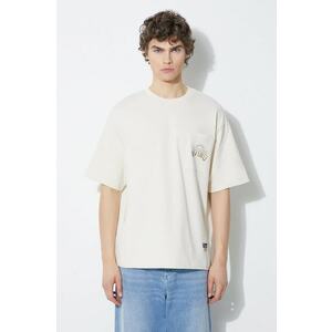 Evisu tricou din bumbac Kamon hotfix Tee barbati, culoarea bej, cu imprimeu, 2ESHTM4TS7079 imagine