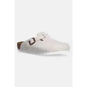 Birkenstock papuci din piele Boston barbati, culoarea bej, 1028790 imagine