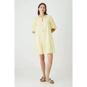 Medicine rochie din bumbac culoarea bej, mini, oversize imagine