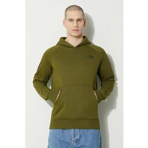 The North Face hanorac de bumbac M Raglan Redbox Hoodie bărbați, culoarea verde, cu glugă, cu imprimeu, NF0A2ZWUPIB1 imagine