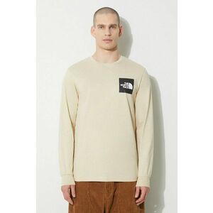 The North Face longsleeve din bumbac M L/S Fine Tee culoarea bej, cu imprimeu, NF0A87NC3X41 imagine