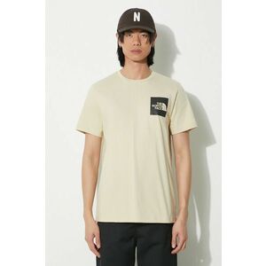 The North Face tricou din bumbac M S/S Fine Tee barbati, culoarea bej, cu imprimeu, NF0A87ND3X41 imagine