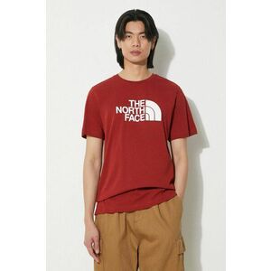 The North Face tricou din bumbac M S/S Easy Tee barbati, culoarea bordo, cu imprimeu, NF0A87N5POJ1 imagine