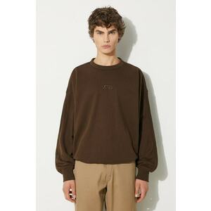 Vans hanorac de bumbac Premium Classics LX Crew Fleece barbati, culoarea maro, neted, VN000GBW3N11 imagine