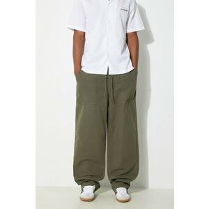 Vans pantaloni de bumbac Premium Standards Easy Trouser LX culoarea verde, drept, VN000GZ2KCZ1 imagine