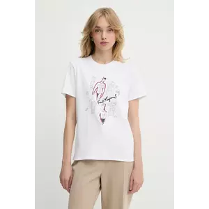 Karl Lagerfeld tricou din bumbac culoarea alb, A3W17099 imagine