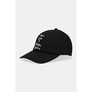 Juicy Couture șapcă de baseball din bumbac PEACE LOVE AND JUICY CAP culoarea negru, cu imprimeu, JCAWH225703 imagine
