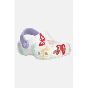 Crocs șlapi copii CLASSIC BUTTERFLY GRAPHIC CLOG T culoarea alb, 211263 imagine