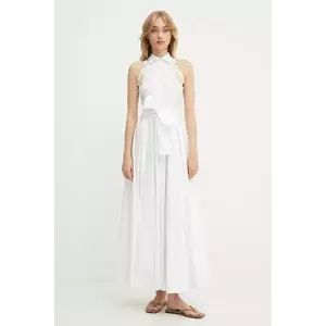 Ermanno Scervino rochie din bumbac culoarea alb, maxi, evazați, D464Q613OVZ imagine