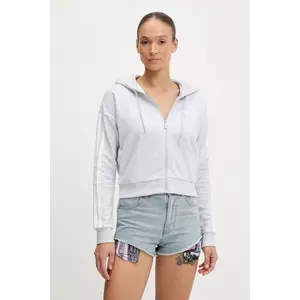 adidas bluză 3-Stripes culoarea gri, cu glugă, melanj, JX7648 imagine