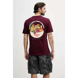adidas Originals tricou din bumbac Graphic Lo Ss T culoarea bordo, cu imprimeu, JW2976 imagine