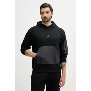 adidas bluză City Escape culoarea negru, cu glugă, cu imprimeu, JF3279 imagine