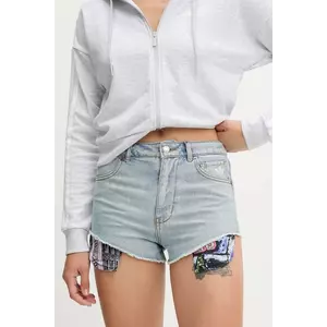 adidas Originals pantaloni scurți jeans Pride x Jeremy Scott neted, high waist, JW0831 imagine