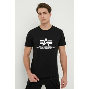 Alpha Industries tricou din bumbac Basic T-Shirt Foil Print culoarea negru, cu imprimeu 100501FP.530-BlackSilve imagine
