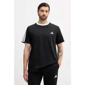 adidas tricou din bumbac Essentials 3-stripes culoarea negru, cu imprimeu, JV6762 imagine