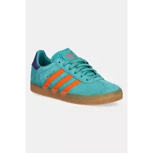 adidas Originals sneakers de piele întoarsă pentru copii GAZELLE culoarea verde, JR5946 imagine
