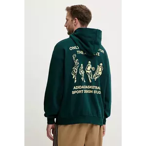 adidas Originals hanorac de bumbac Asd Otb Hoodie culoarea verde, cu glugă, cu imprimeu, JY3652 imagine