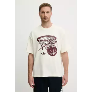 adidas Originals tricou Hot Shot Tee culoarea bej, cu imprimeu, JY3651 imagine