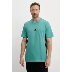 adidas tricou din bumbac Essentials culoarea turcoaz, cu imprimeu, JX0732 imagine