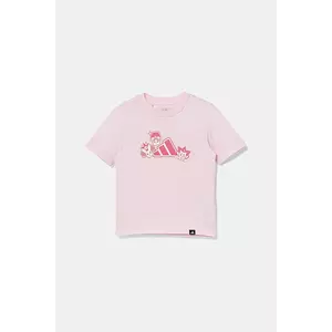 adidas tricou de bumbac pentru copii culoarea roz, cu imprimeu, JV5258 imagine