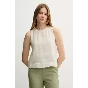 United Colors of Benetton bluză din in culoarea bej, uni, 5BMLDQ0BU imagine