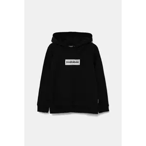 Napapijri bluză copii B-CHAMOIS culoarea negru, cu glugă, cu imprimeu, NP0A4HY40411 imagine