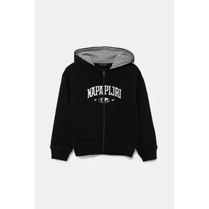 Napapijri bluză copii B-INOT culoarea negru, cu glugă, cu imprimeu, NP0A891E9411 imagine