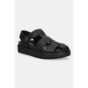 Tory Burch sandale de piele Kira Fisherman Sport Sandal culoarea negru, cu platformă, 170584-006 imagine