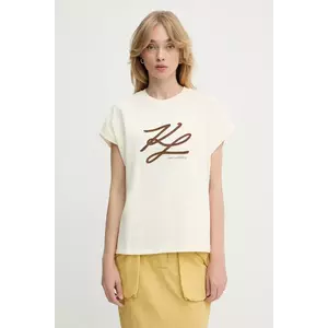 Karl Lagerfeld tricou din bumbac culoarea bej, A3W17014 imagine
