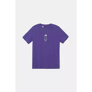 adidas Performance tricou de bumbac pentru copii culoarea violet, cu imprimeu, JM8941 imagine