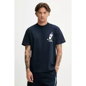 Tommy Jeans tricou din bumbac culoarea bleumarin, cu imprimeu, DM0DM21830 imagine