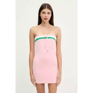 Juicy Couture rochie de catifea VELOUR STRIPE TUBE DRESS culoarea roz, mini, mulată, JCWED225353 imagine