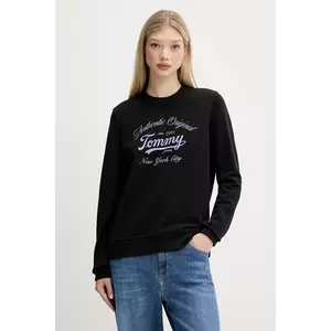 Tommy Jeans hanorac de bumbac culoarea negru, cu imprimeu, DW0DW20942 imagine