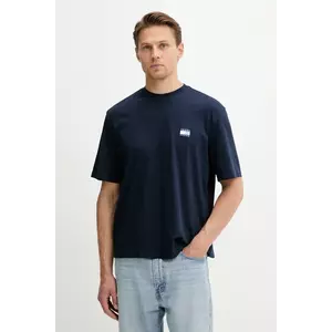 Tommy Jeans tricou din bumbac culoarea bleumarin, cu imprimeu, DM0DM21785 imagine