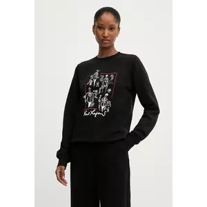 Karl Lagerfeld hanorac de bumbac culoarea negru, cu imprimeu, A3W20065 imagine