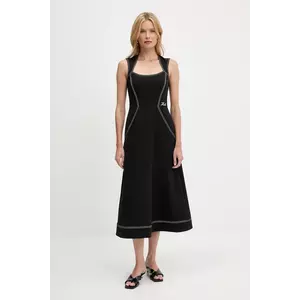 Karl Lagerfeld rochie culoarea negru, midi, drept, A3W13032 imagine