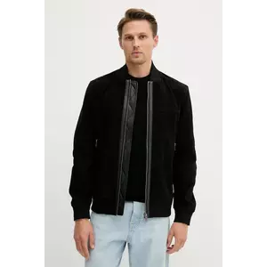 BOSS Orange geacă din piele întoarsă culoarea negru, de tranziție, 50543505 imagine