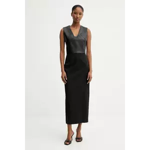 BOSS rochie din amestec de lână culoarea negru, maxi, drept, 50543504 imagine