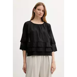 Sisley bluză din bumbac culoarea negru, uni, 5HO1LQ08T imagine