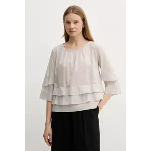 Sisley bluză din bumbac culoarea gri, uni, 5HO1LQ08T imagine