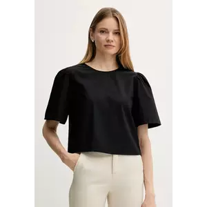 United Colors of Benetton bluză din bumbac culoarea negru, uni, 5AC7DQ0BP imagine