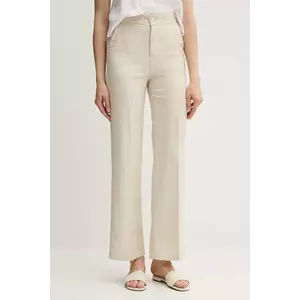 United Colors of Benetton pantaloni culoarea bej, drept, high waist, 4T91DF099 imagine