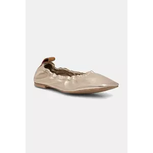 Pepe Jeans balerini de piele POPPY LOGO culoarea auriu, PLS10429 imagine